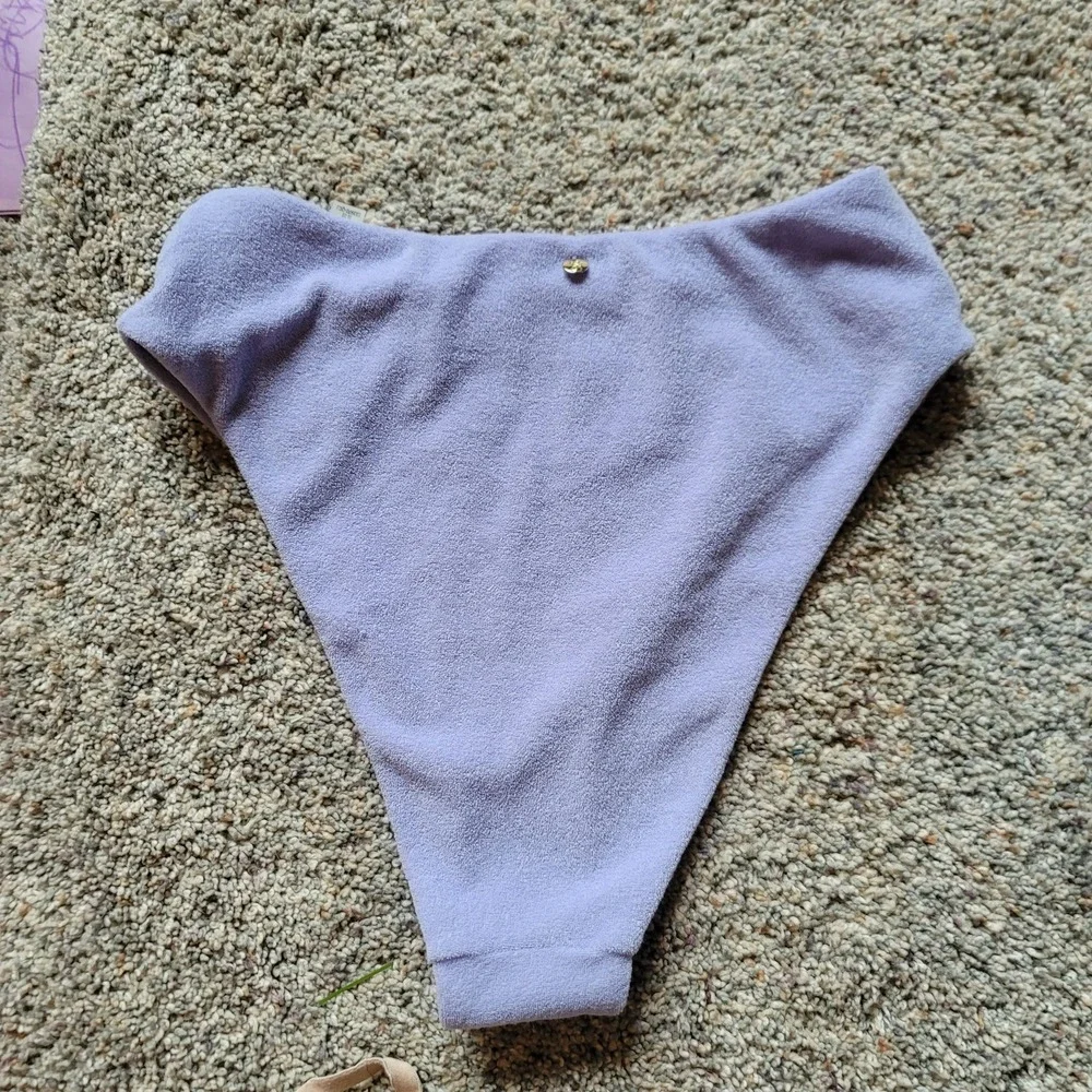 Victorias Secret Lavender Terry Cloth High Waist Bikini Bottom Small Purple